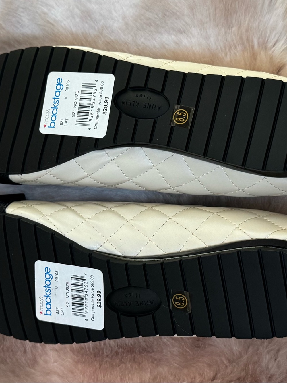Anne Klein Two-Tone White and Black Bow Cap-Toe Ballet Flats - Picture 5 of 5